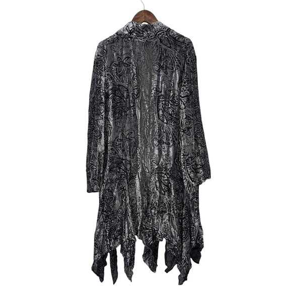 Burnout Velvet Paisley Beaded Kimono Duster - Picture 8 of 10